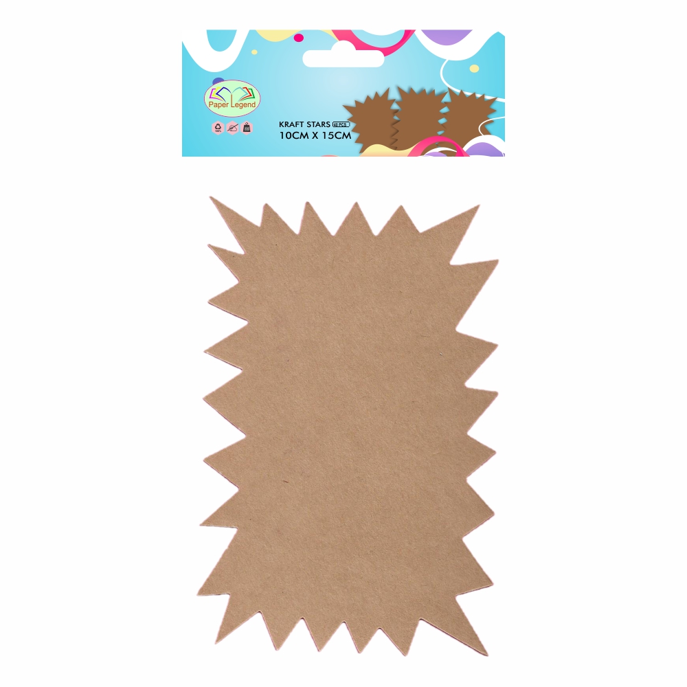 PLG Rectangle Kraft Stars 10cm x 15cm Pack of 40